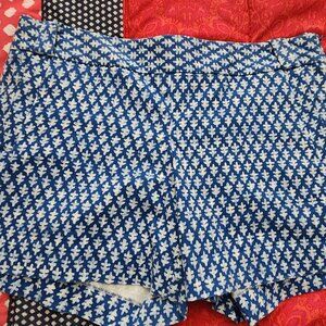 J.Crew Stretch City Fit Chino Shorts – Blue & White Leaf Motif – Size 10